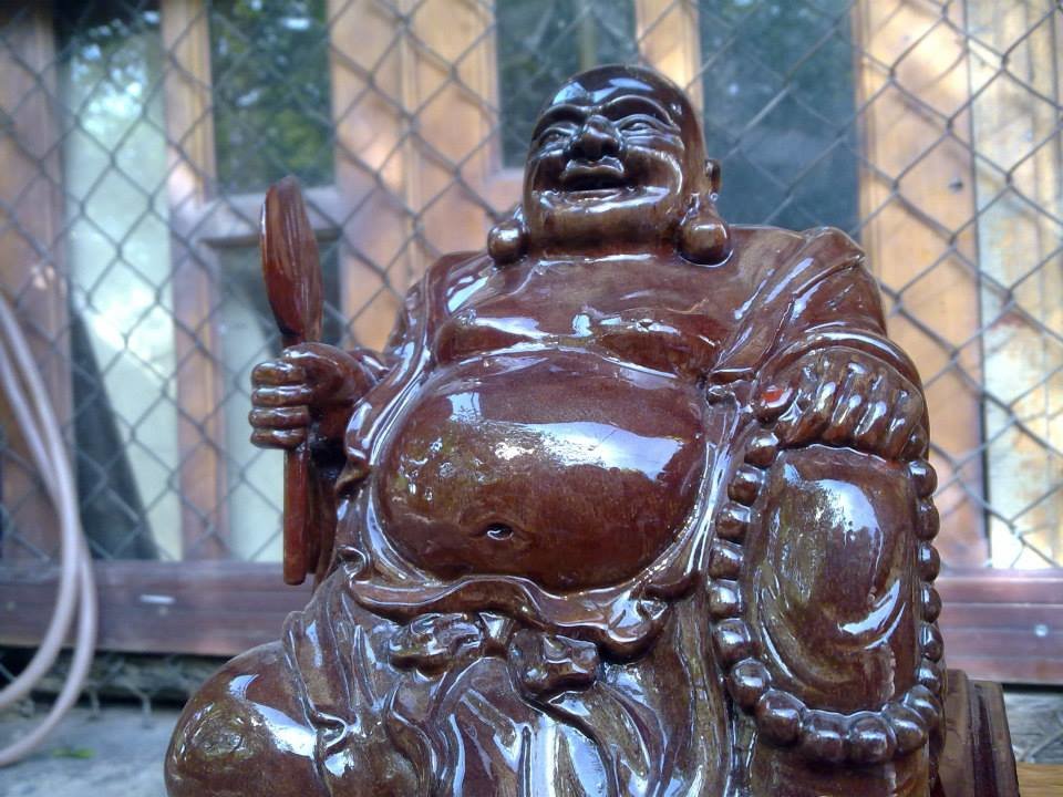 Tượng Phật Di Lặc Ngồi Bằng Gỗ Căm Xe Tuyệt Đẹp