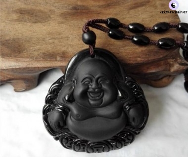 mặt dây chuyền Phật Di Lặc đá obsidian